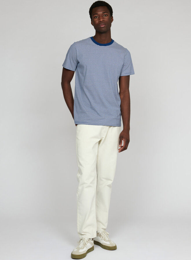 T-shirt Matinique Jeremy rayé bleu pivoine & blanc