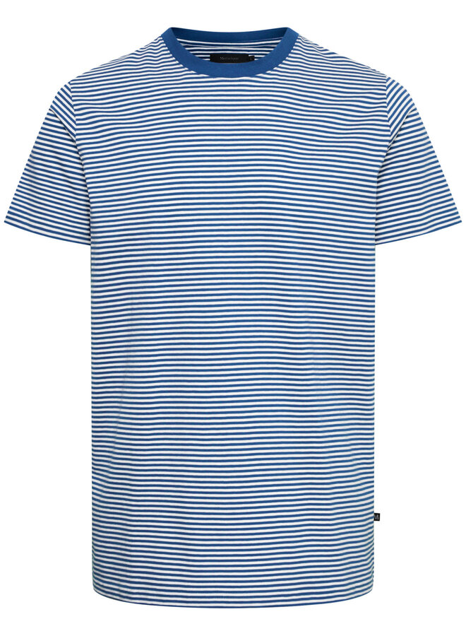 T-shirt Matinique Jeremy rayé bleu pivoine & blanc