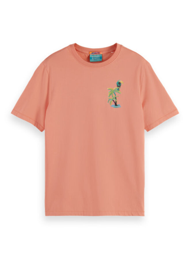 T-shirt Scotch & Soda à imprimé de perroquet corail orangé