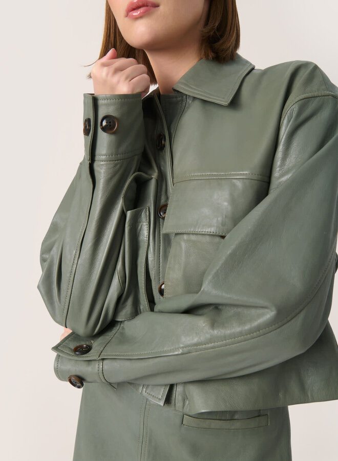 Jacket Soaked in Luxury Sorcha en cuir vert