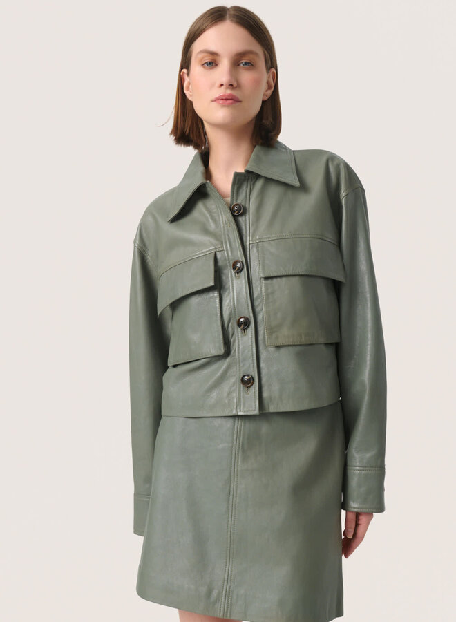 Jacket Soaked in Luxury Sorcha en cuir vert