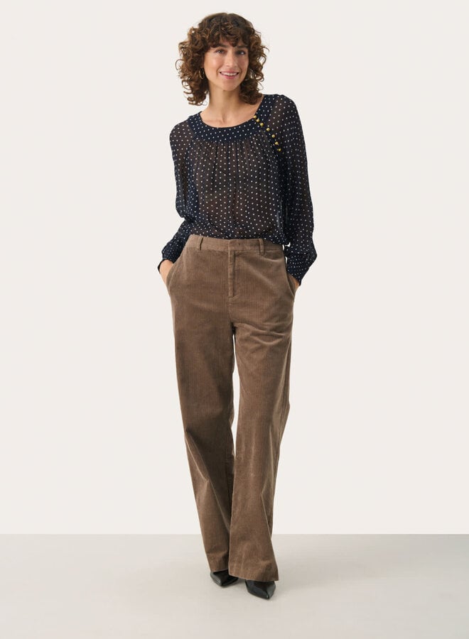 Pantalon Part Two Clarisse en corduroy brun noyer