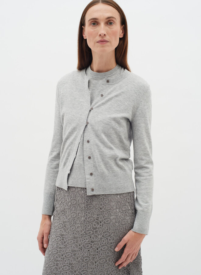 Cardigan InWear Kellsie à col rond boutonné gris granite mélange