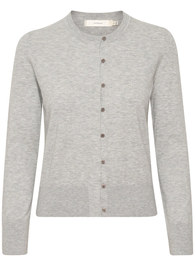 Cardigan InWear Kellsie à col rond boutonné gris granite mélange