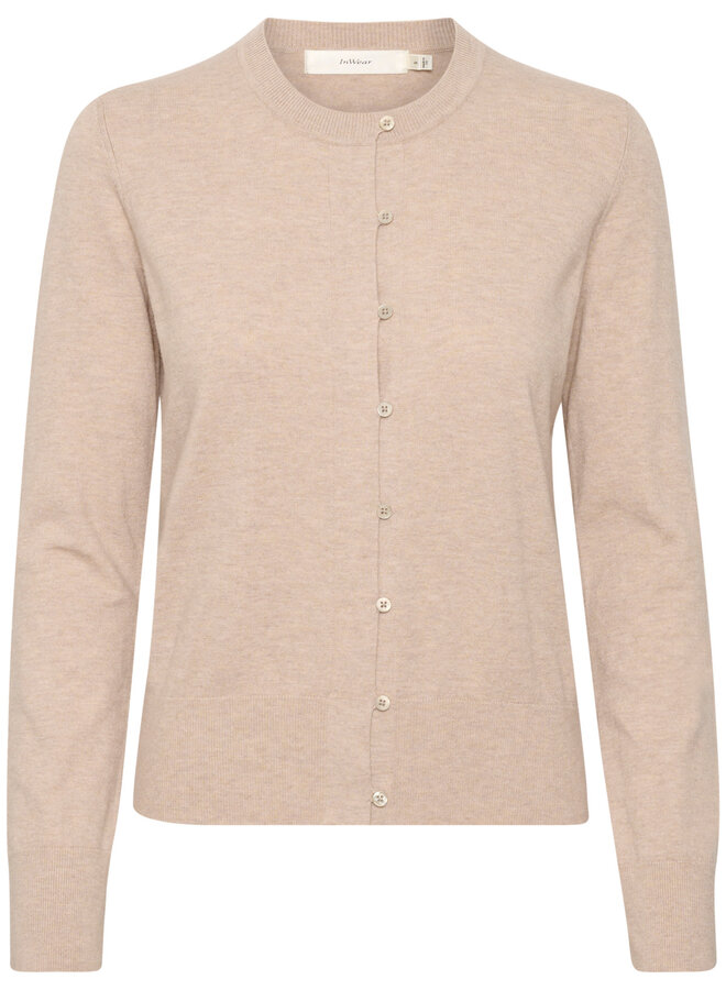 Cardigan InWear Kellsie à col rond boutonné beige brume mélange