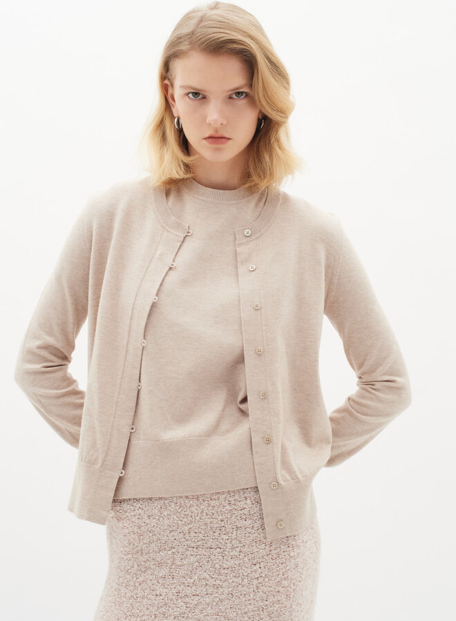 Tricot InWear Kellsie à col rond beige brume mélange