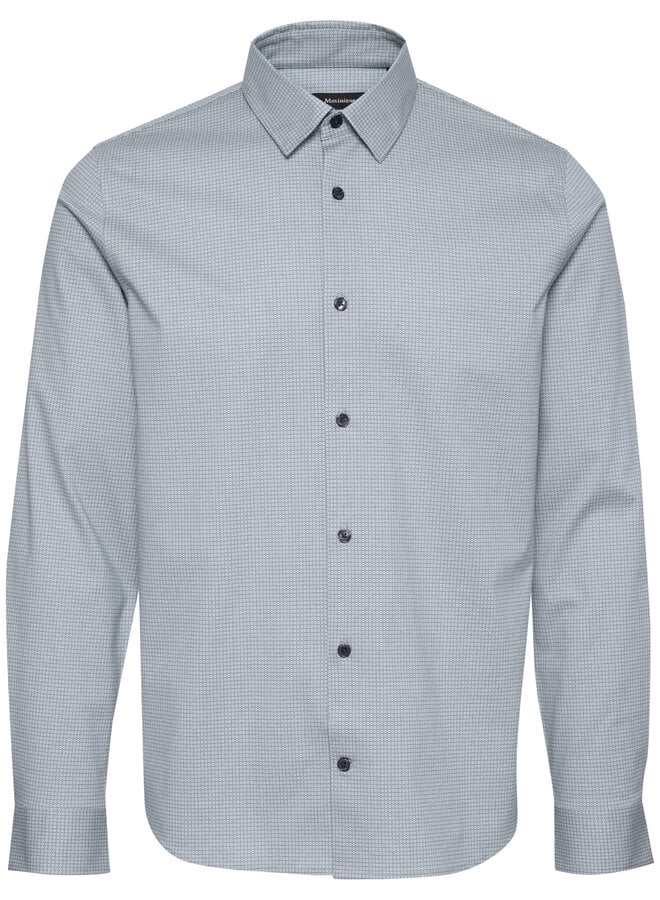 Chemise Matinique Trostol blanche à petits carrés bleu marine