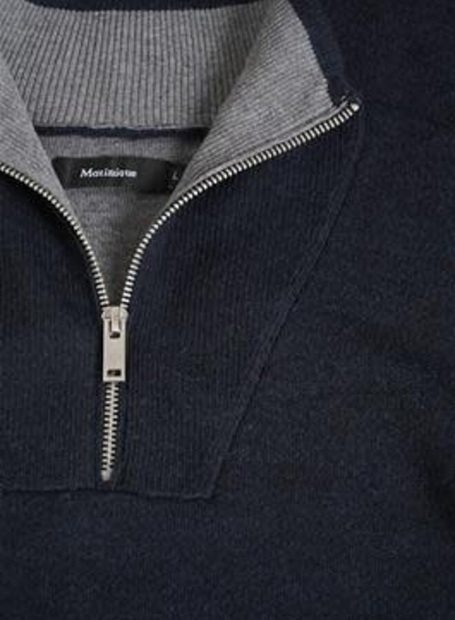 Tricot Matinique Rialto à col montant zippé bleu marine