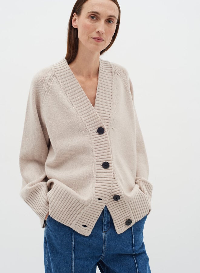 Cardigan InWear Kaxy à col V boutonné beige brume