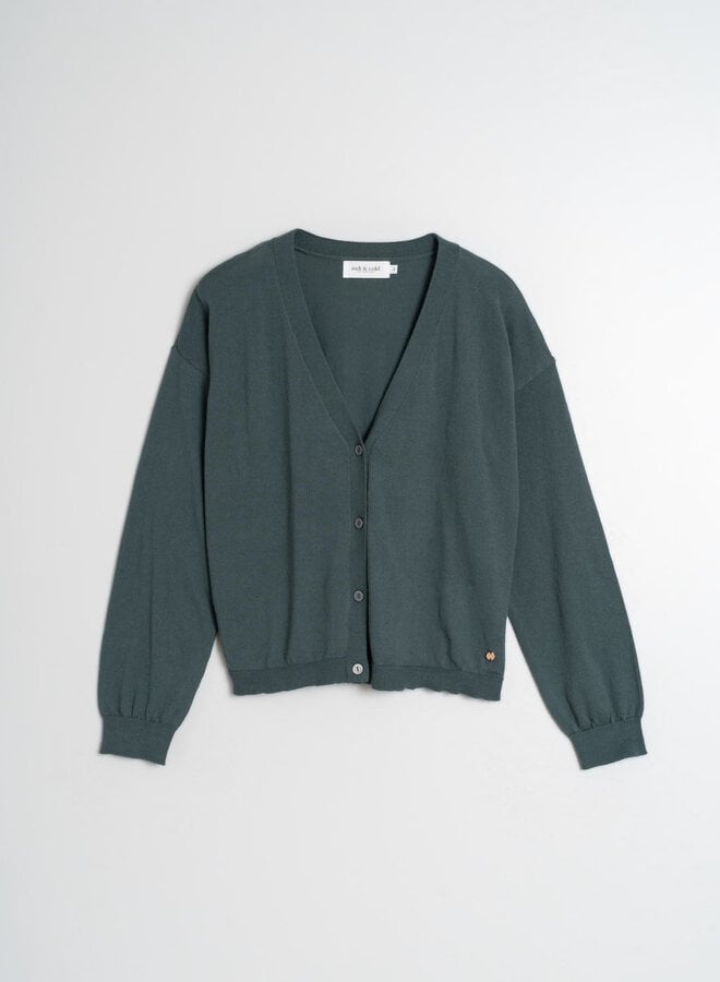 Cardigan Indi & Cold à col V boutonné vert canard