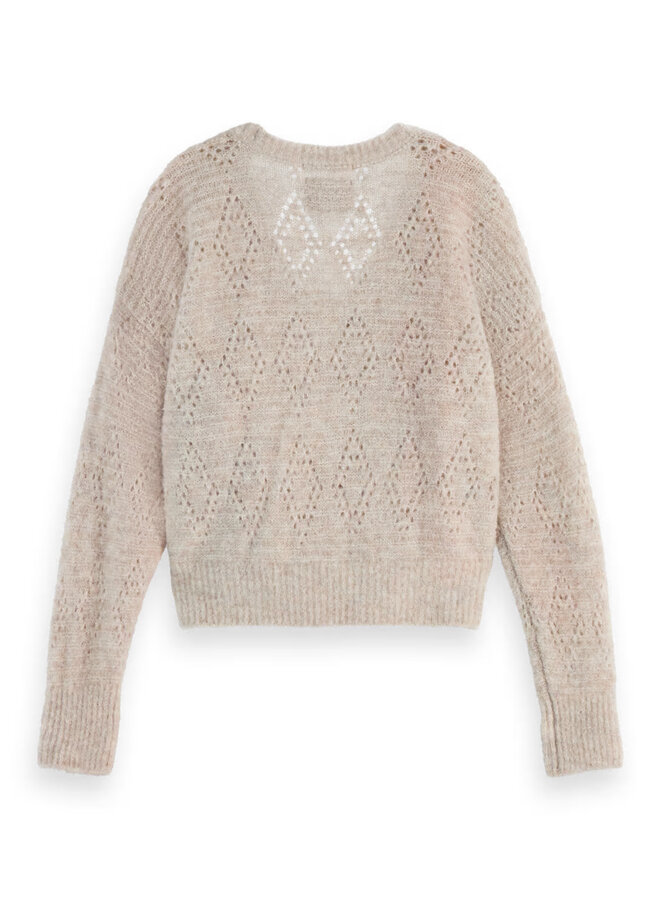 Tricot Scotch & Soda à col V & pointelle beige gruau