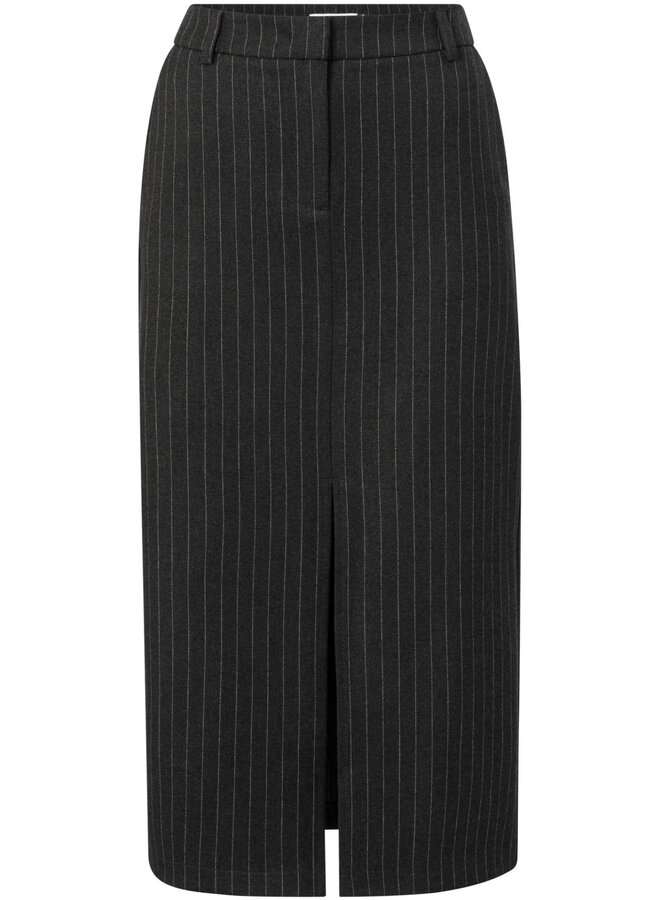 Jupe midi Yaya gris charcoal rayée