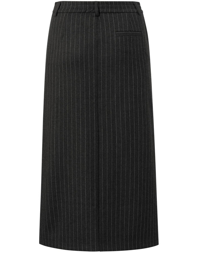 Jupe midi Yaya gris charcoal rayée