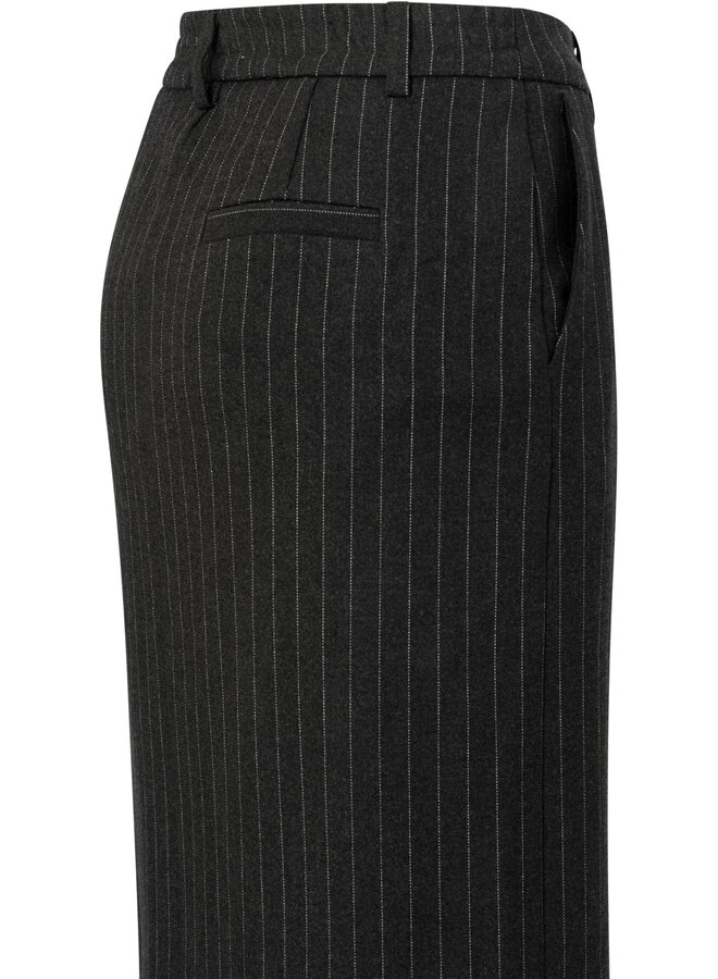 Jupe midi Yaya gris charcoal rayée
