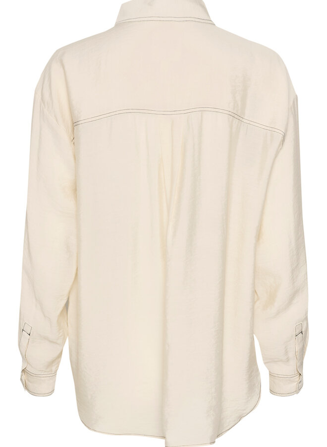 Blouse Part Two Medine écrue avec surpiqûres noires