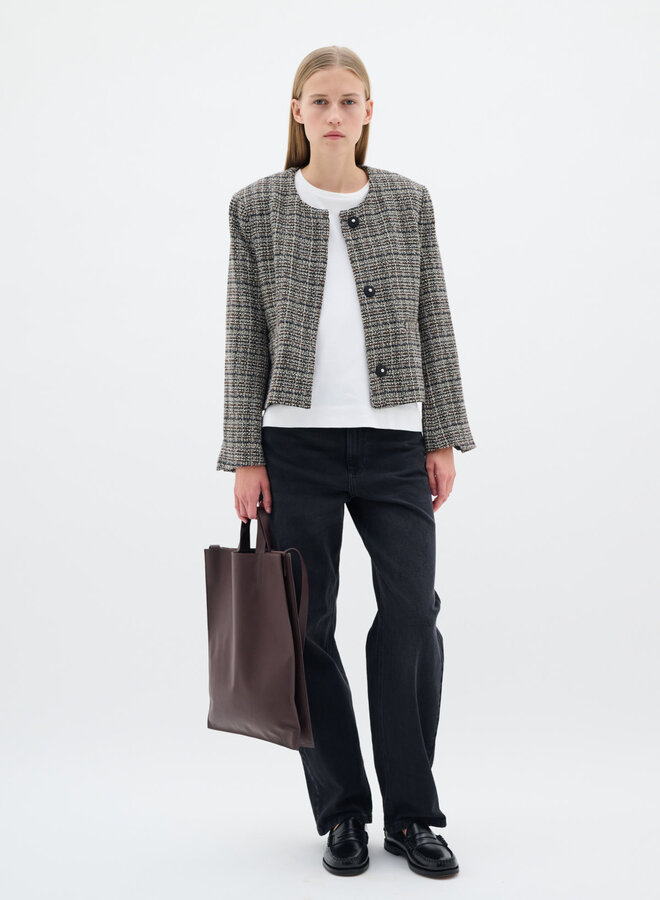 Veston InWear Yara en tweed noir, brun & crème