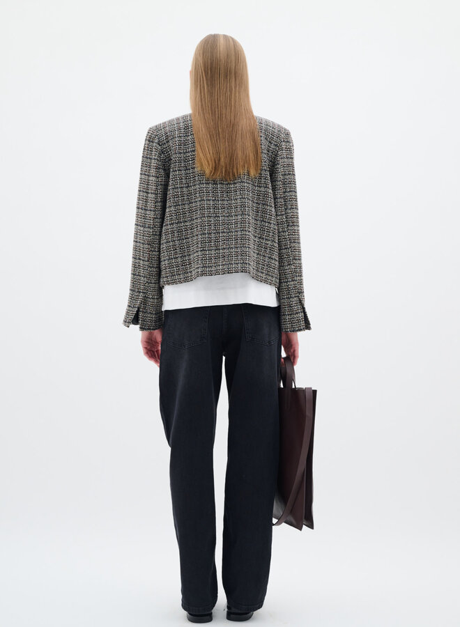 Veston InWear Yara en tweed noir, brun & crème