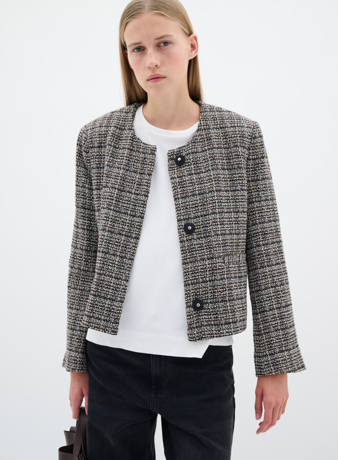 Veston InWear Yara en tweed noir, brun & crème