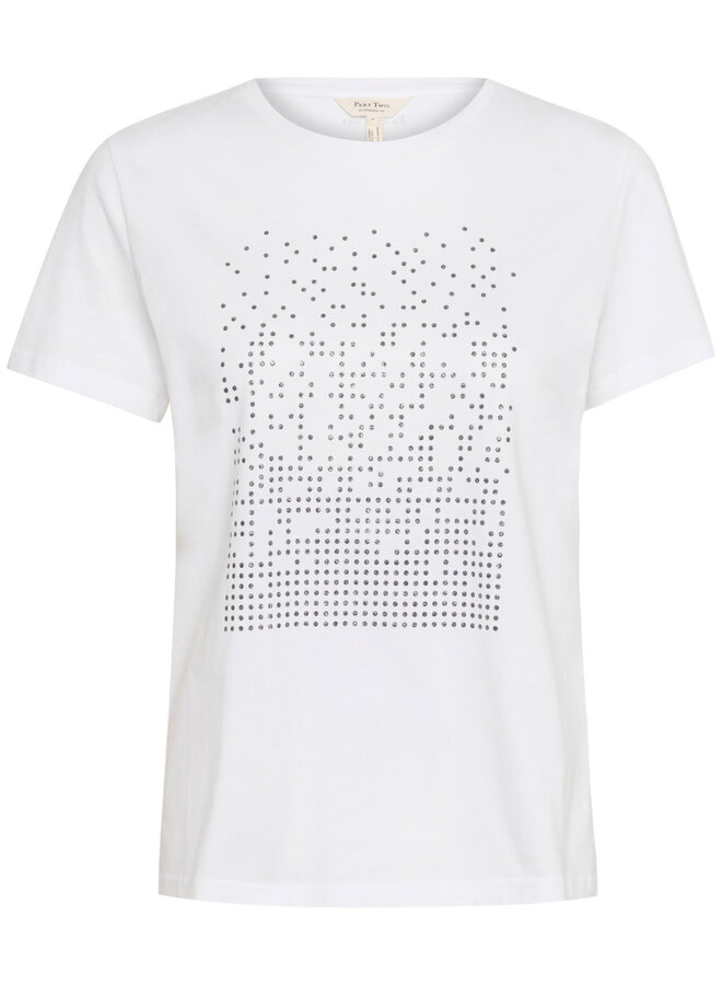 T-shirt Part Two Maggi blanc à picots noirs argentés