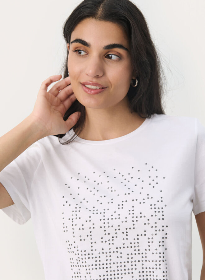 T-shirt Part Two Maggi blanc à picots noirs argentés