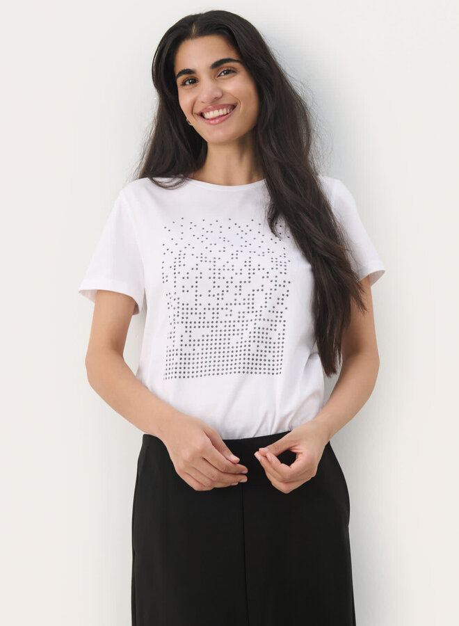 T-shirt Part Two Maggi blanc à picots noirs argentés