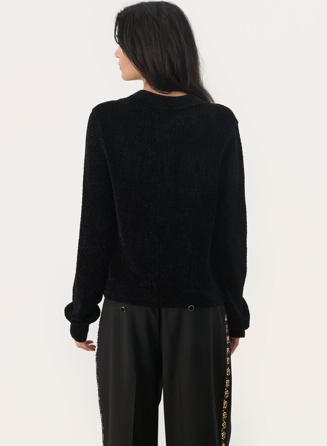 Cardigan Part Two Mika en chenille noir