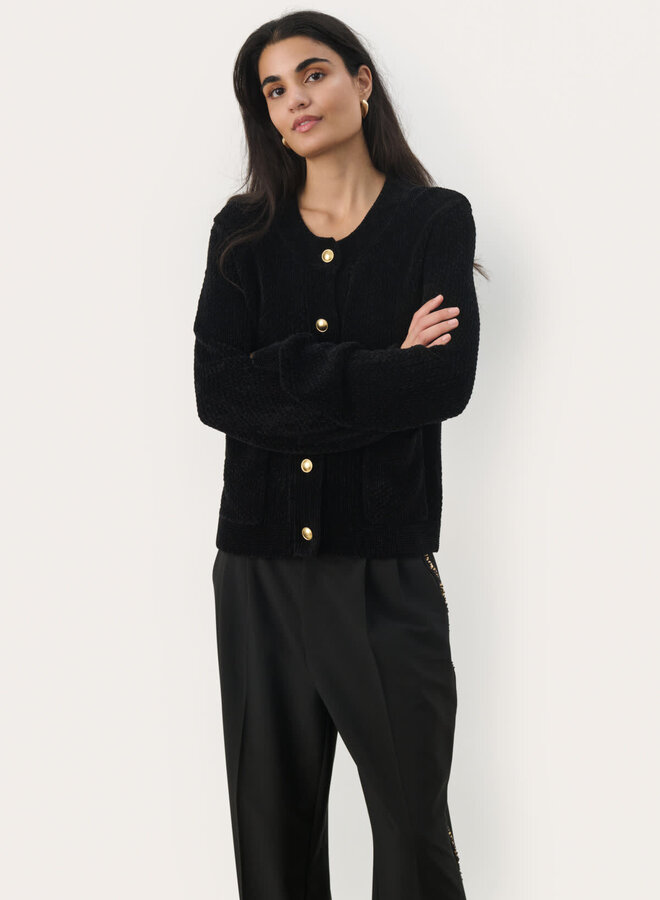 Cardigan Part Two Mika en chenille noir