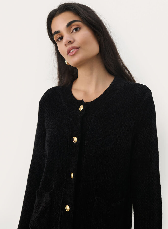 Cardigan Part Two Mika en chenille noir