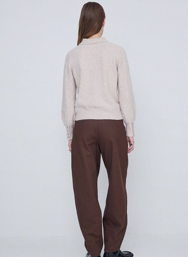 Tricot Yerse Nina à col classique beige mélange