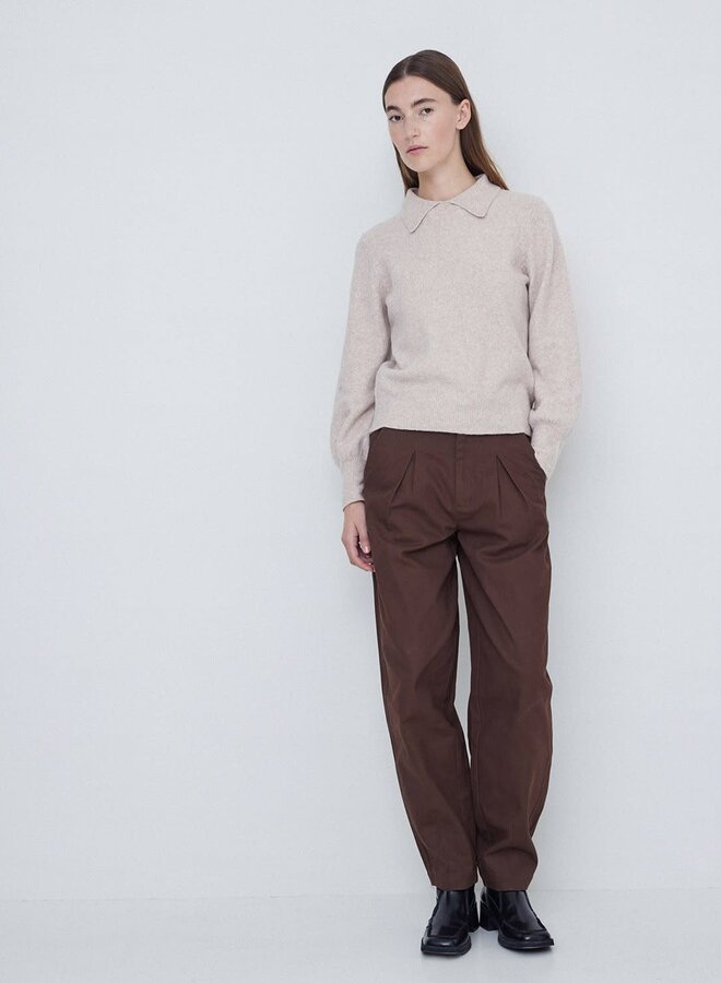 Tricot Yerse Nina à col classique beige mélange