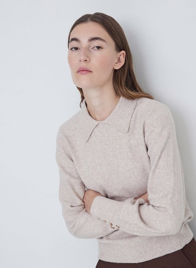 Tricot Yerse Nina à col classique beige mélange