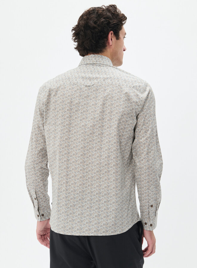 Chemise Matinique Christaldo imprimée beige pierre & grise