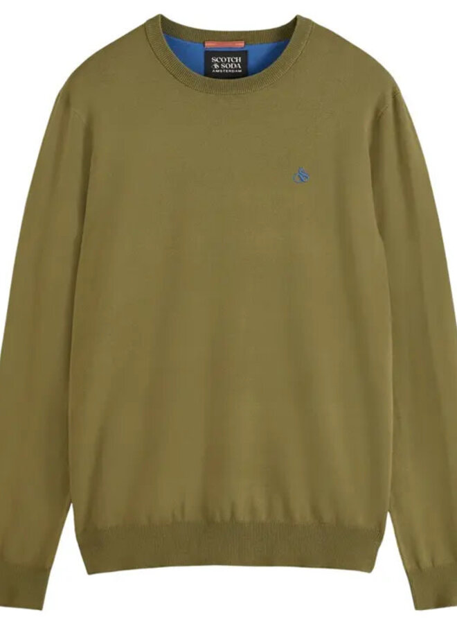 Tricot Scotch & Soda à col rond en viscose vert mousse