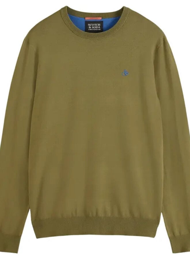 Tricot Scotch & Soda à col rond en viscose vert mousse