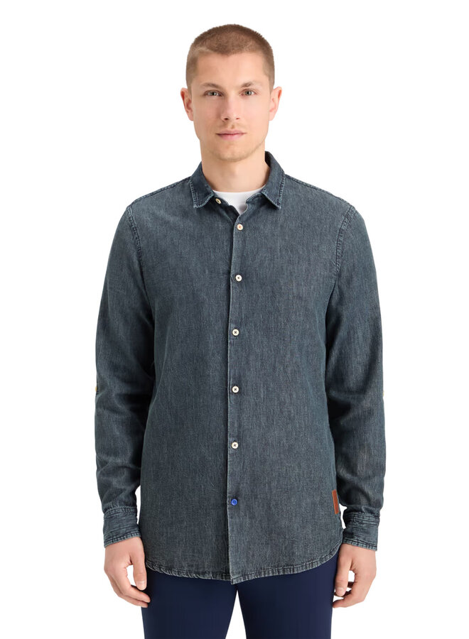 Chemise Scotch & Soda en jeans délavé bleue noire