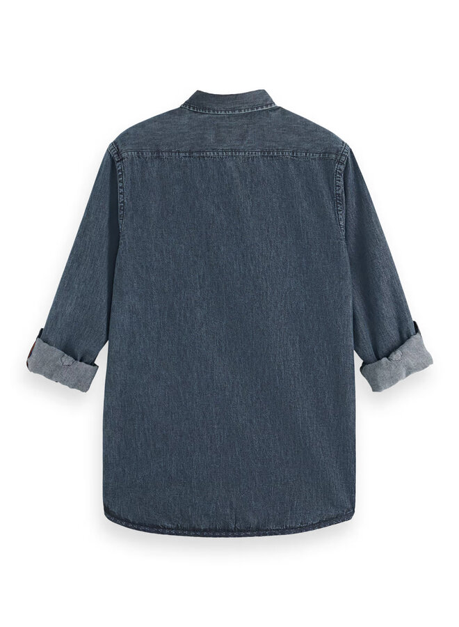 Chemise Scotch & Soda en jeans délavé bleue noire