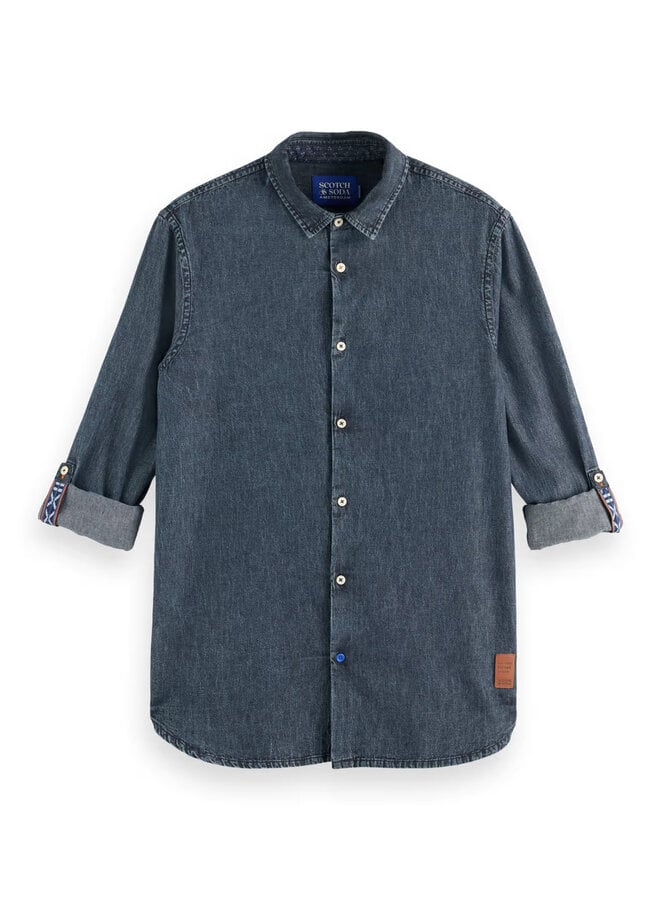 Chemise Scotch & Soda en jeans délavé bleue noire