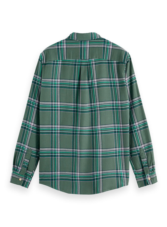 Chemise Scotch & Soda en flanelle vert émeraude à carreaux verts