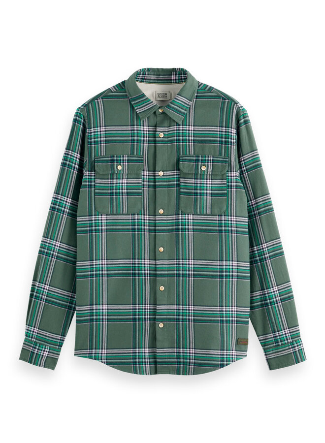Chemise Scotch & Soda en flanelle vert émeraude à carreaux verts
