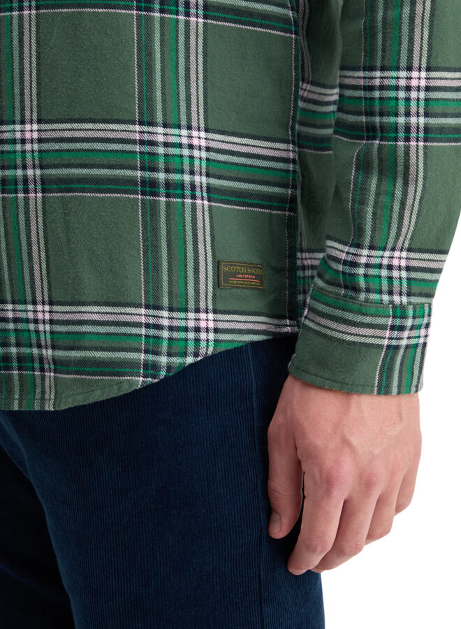 Chemise Scotch & Soda en flanelle vert émeraude à carreaux verts