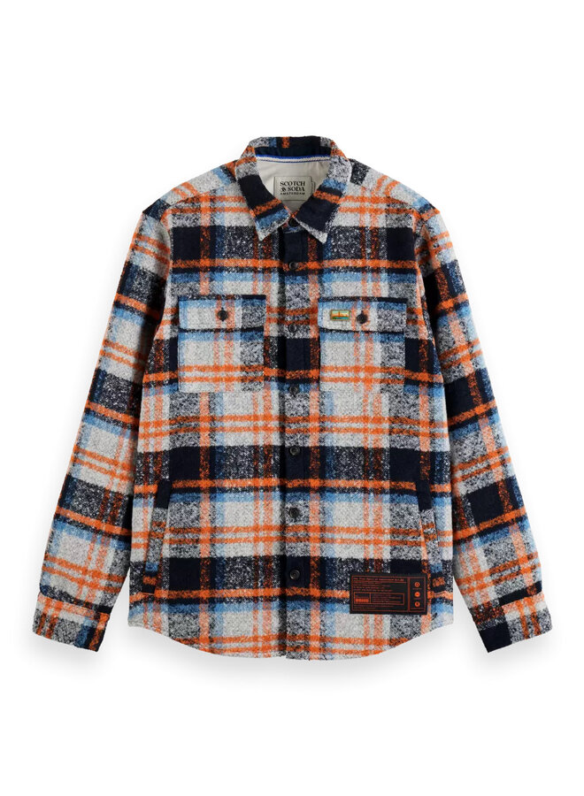 Surchemise Scotch & Soda à carreaux bleu marine, bleu ciel & orange