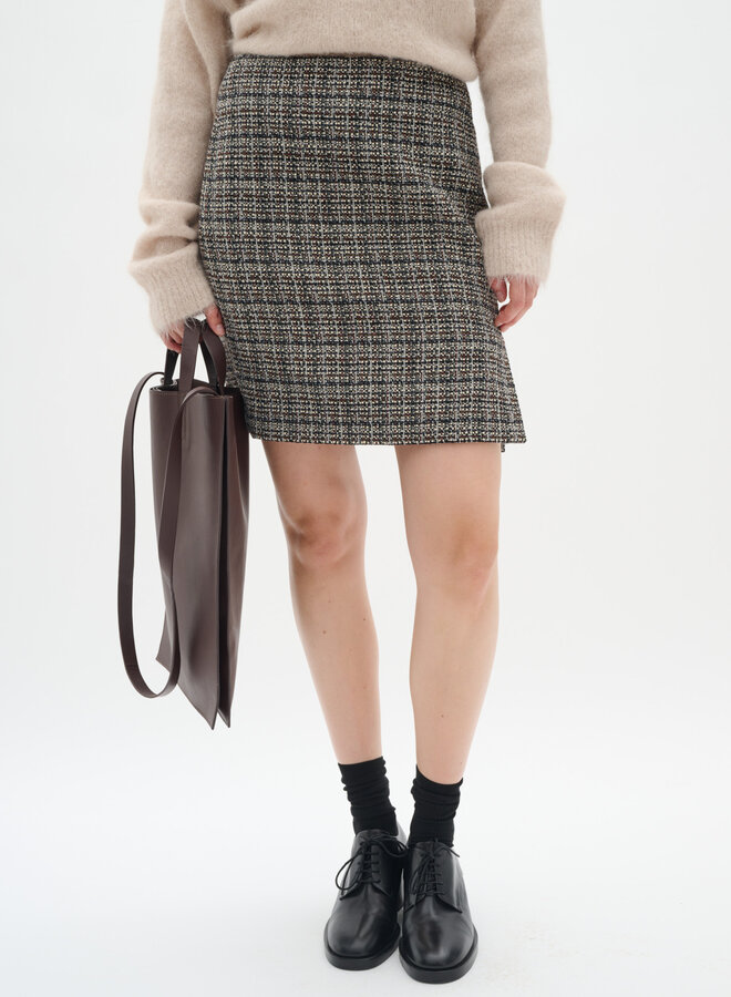 Jupe InWear Yara en tweed noir, brun & crème