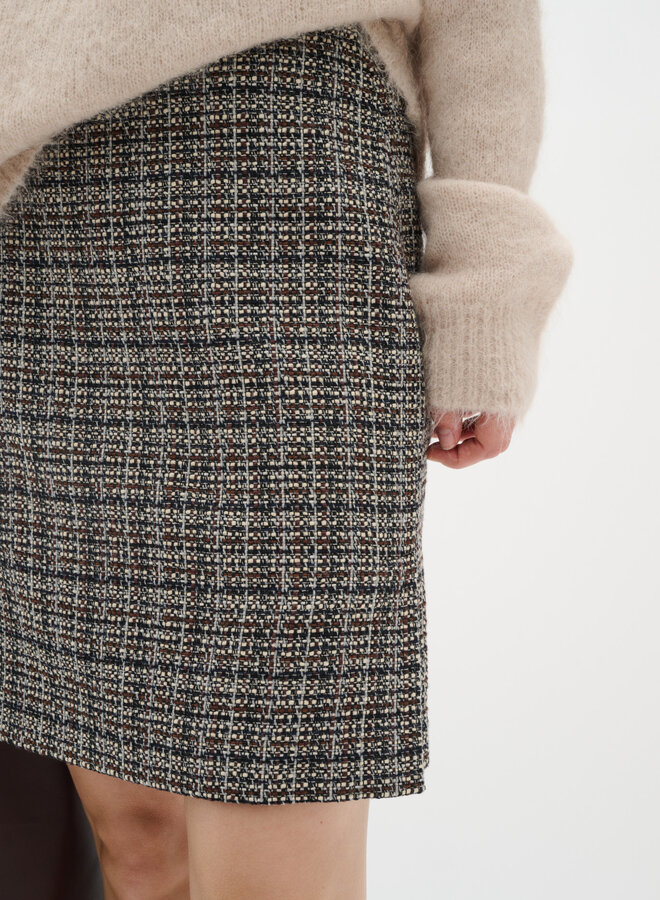 Jupe InWear Yara en tweed noir, brun & crème