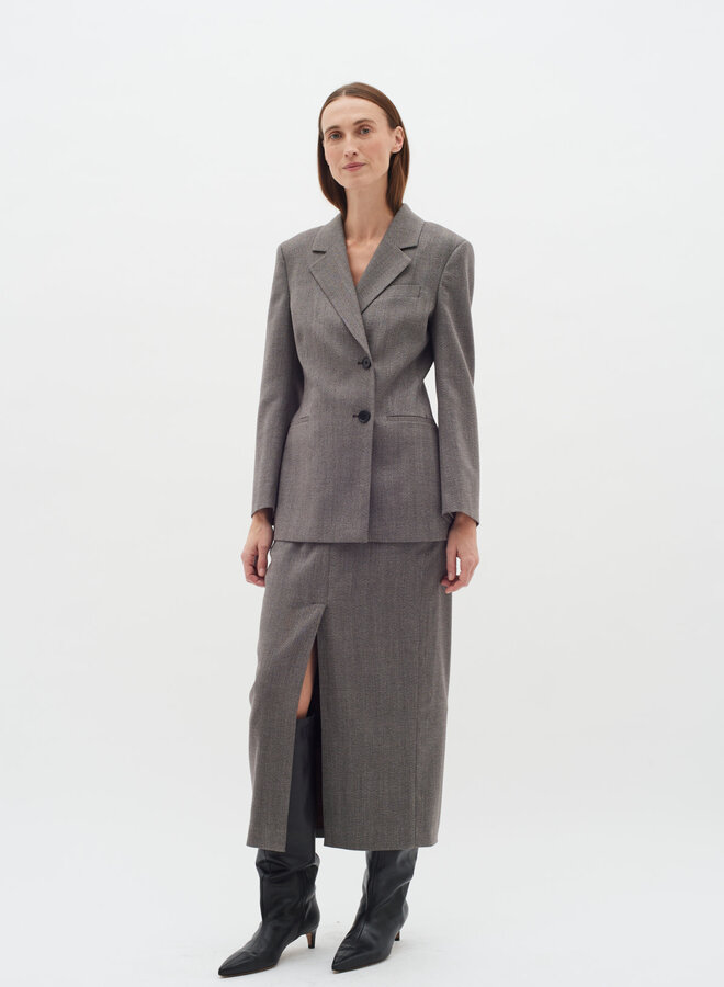 Jupe longue InWear Kahia à chevrons brun marron