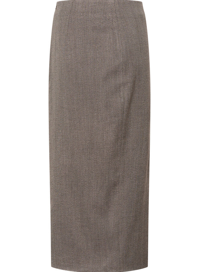 Jupe longue InWear Kahia à chevrons brun marron