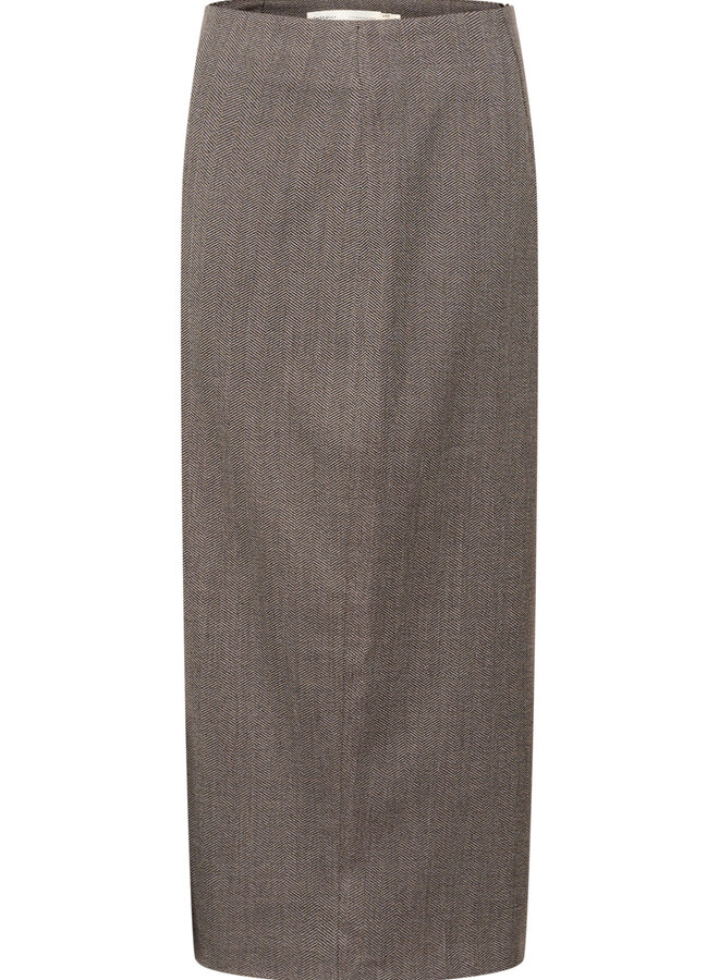 Jupe longue InWear Kahia à chevrons brun marron