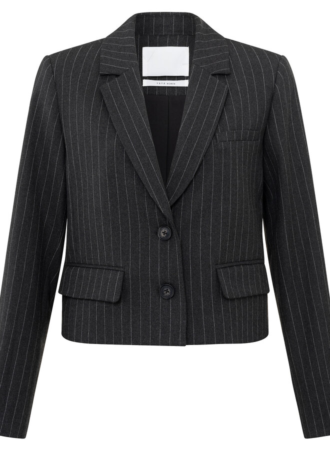 Veston Yaya gris charcoal rayé