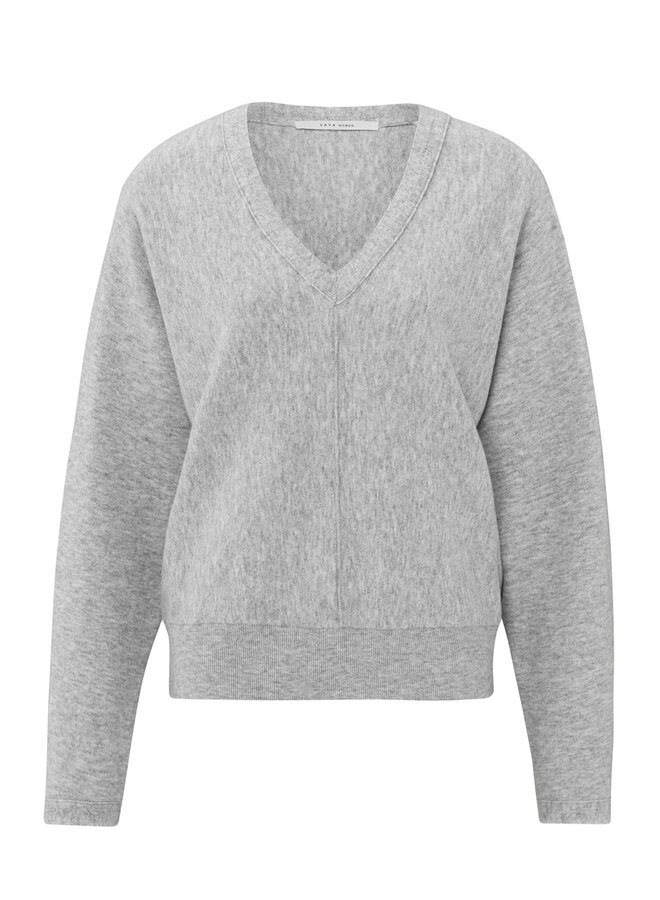Tricot Yaya à col V gris chiné