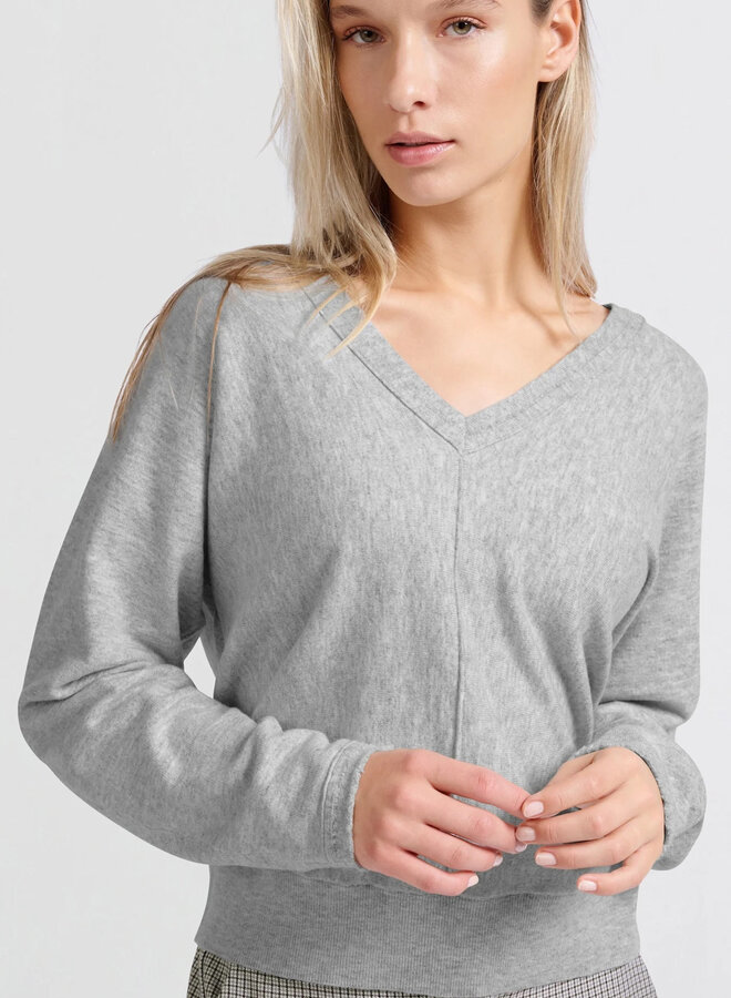 Tricot Yaya à col V gris chiné
