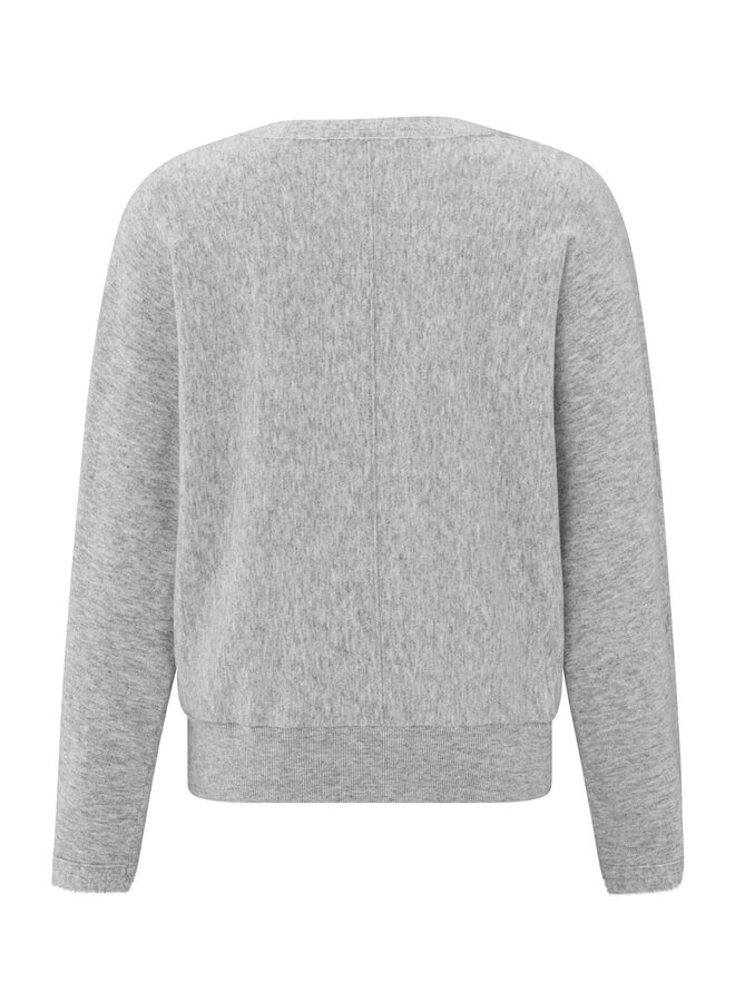 Tricot Yaya à col V gris chiné